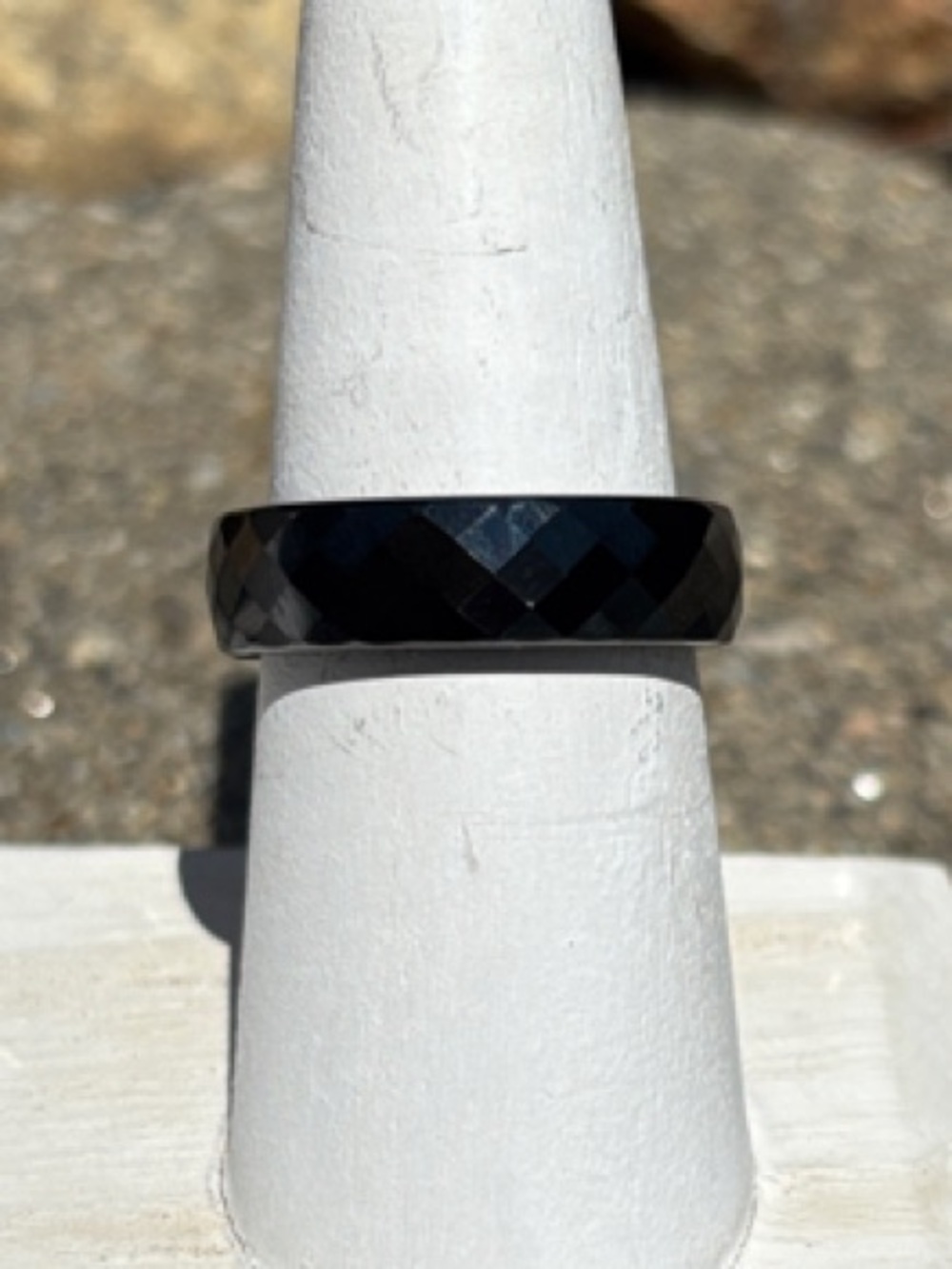 Park Lane “Domino” Titanium Carbide Faceted Ring in Black